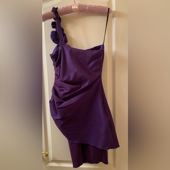 Women's Onyx One Shoulder Rouched Short Boutique Dress Size 6 - Picture 3 of 5